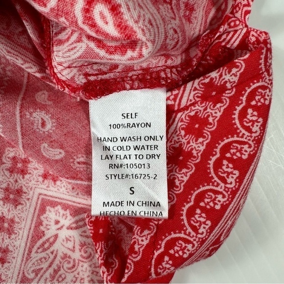 Savanna Jane Sz S  Bandana Red Bohemian Embroidered Floral Sleeveless Tank Top - Picture 11 of 12